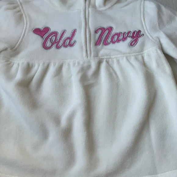 Vintage Old Navy 1/4 Zip Fleece Size 3T White pink - Picture 8 of 12